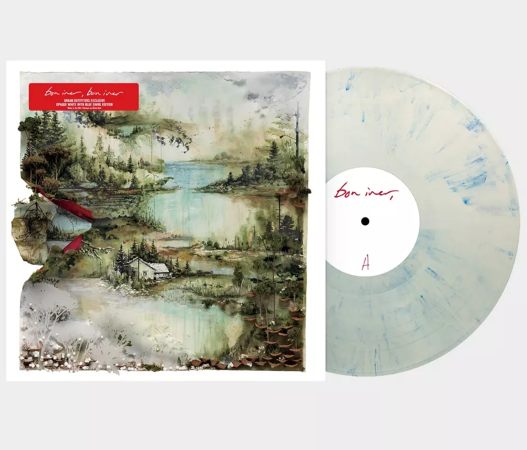 Bon Iver Self-Titled Urban Outfitters Exclusive — White and Blue Swirl Vinyl
