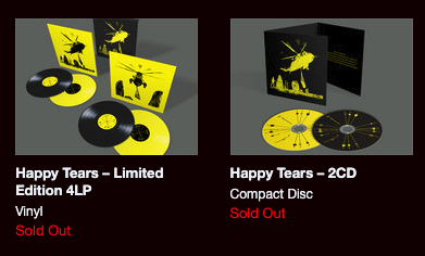 Mogwai's store showing the Happy Tears limited edition 4LP and 2CD marked sold out